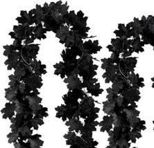 Black Maple Leaf Garland Hanging leaves Home Decor 2 pc 11.5 ft New in Open Box - £11.74 GBP