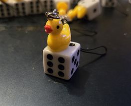 Cell Phone Charm With Cute Duck And Dice - $6.92