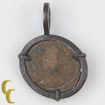 Ancient Roman Coin In Silver Antiqued Bezel Pendant 4.2 Grams - $200.11