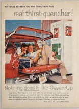1958 Print Ad 7UP 2 Boys Drink Bottles of Seven Up on Station Wagon Tailgate - £13.65 GBP