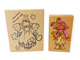 Patchwork Angel and Country Flowers Girl Rubber Stamp - 2 Piece Bundle V... - £10.03 GBP