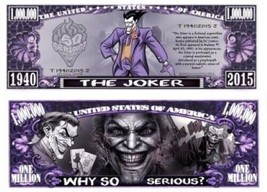 ✅ The Joker Comic 25 Pack Collectible 1 Million Dollar Bills Novelty Money ✅ - £9.53 GBP