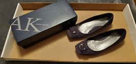 Women&#39;s Ak Anne Klein Iflex Dk Purple Quilted Leather Suede Ballet Flats - 8.5M - £40.29 GBP