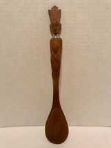 Wooden Carved Spoon Kneeling African Lady Vintage Serving Wire Neck Brace - $18.80