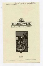 Tumbleweed Southwest Mesquite Grill &amp; Bar Menu Louisville Kentucky 2000 - $17.82