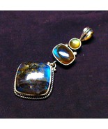 Purple Fire Labradorite Gemstone Pendant, Handmade Pendant, Sterling Sil... - $936.07 MXN