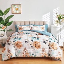 White Floral Comforter Sheet Set 7 Pcs. Bed In A Bag Queen, 2 Pillowcases). - £55.45 GBP