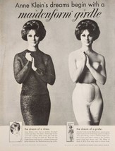 1961 Print Ad Anne Klein's Dreams in a Maidenform Long Legs Girdle  - $17.98