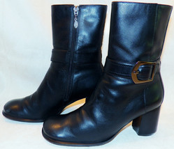 Harley Davidson Sexy Black Leather Ankle Belted Buckstitched Boots #8155... - $64.99