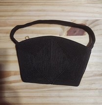 VTG  Brown Corde Unbranded Handbag Retro Purse Small Evening Bag  - £21.07 GBP