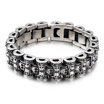 Kull charm chain men bracelet retro luxury quality black stainless steel hard bracelets thumb200