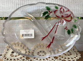 Mikasa Celebrations Holly Bells Divided Glass Tray Dish WY558/345 Textured Frost - £13.78 GBP