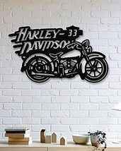 LaModaHome Harley Davidson Motorcycle Designed Wall Decorative Metal Wall Art Bl - $64.30