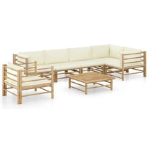 Bamboo Garden Lounge Set by vidaXL - Medium Capacity Cream White - $1,050.38 CAD