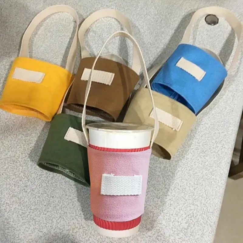 House Home 1pc Beverage Cup Tote Bag Mug Sleeve Wrap Colorful Canvas Eas... - £19.98 GBP