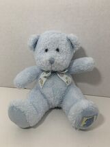 Russ Berrie Baby small plush blue first teddy bear rattle stocking patch... - $9.54