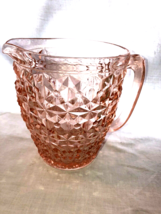 Vintage Original Pink Holiday 6.5&quot; Pitcher Jeanette Glass Mint Buttons and Bows - £22.02 GBP