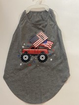 Dog Apparel Medium Dog Tee Monster Truck Red, White, Blue Flags &amp; Stars - $9.80