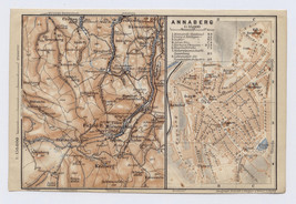 1914 Antique City Map Of ANNABERG-BUCHHOLZ / Saxony Sachsen / Germany - £19.56 GBP