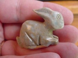 (y-BUN-4) Gray Bunny Rabbit Soapstone Carving Figurine Love Rabbits Hop Hopping - £6.76 GBP