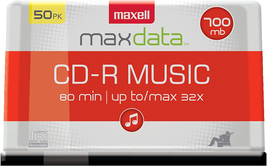 Maxell CD-R Music Spindle, Audio Only, Blank Media, 50-Pack(625156) - £28.03 GBP