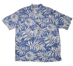 Tommy Bahama Shirt Mens Large Blue Hawaiian Camp 100% Silk Floral All Ov... - $28.70