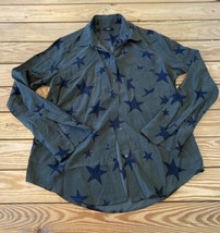 Rails Women’s Star Print Button up silk Shirt Size XS Green J10 - $28.71