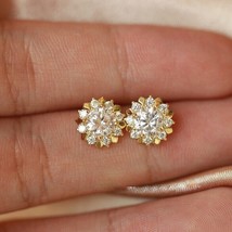 2Ct GRA Certified Moissanite Tester Pass Stud Earrings 14K Yellow Gold Plated - £104.60 GBP