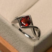 Granat Jubiläum Ring für Sie Rot Valentinstag Ring Sterlingsilber Paar Ring - £29.56 GBP