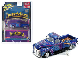 1950 Chevrolet 3100 Pickup Truck Lowrider Blue w Graphics Diecast Figure Limited - £22.52 GBP