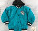 Vintage Florida Marlins Jacket Boys 6 Teal Blue Black Hooded Embroidered... - $39.59