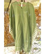 NWT Eileen Fisher Green fringed PONCHO-Kimono organic cotton--One size mumu - €72,97 EUR