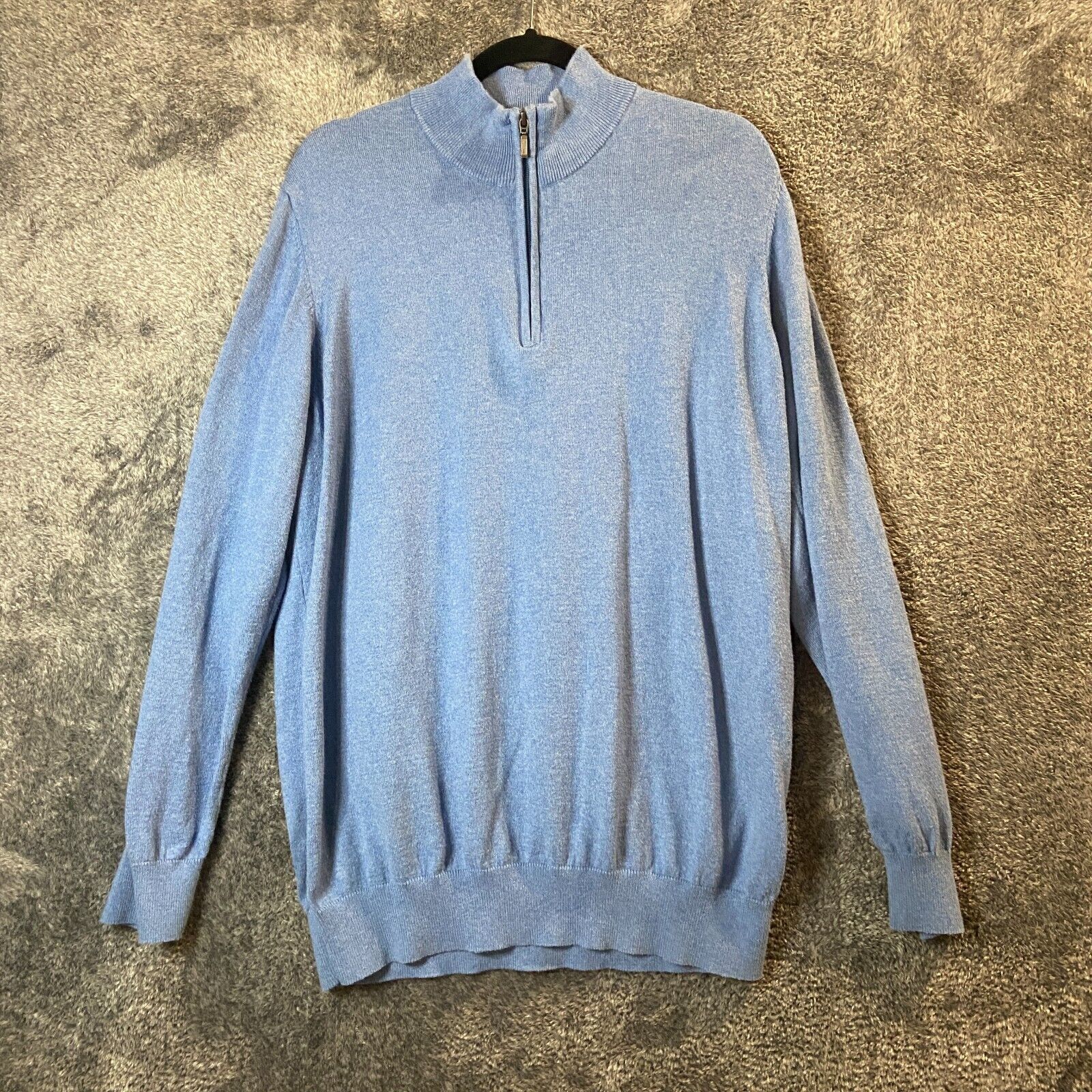 Primary image for LL Bean 1/4 Zip Sweater Mens XL Tall Blue Cashmere Blend Pullover Grandpa