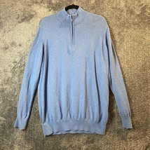 LL Bean 1/4 Zip Sweater Mens XL Tall Blue Cashmere Blend Pullover Grandpa - $14.79