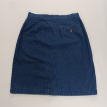 Talbots Petites Women's Blue Cotton Front Zipper Denim Skirt Pockets Size 8 image 13