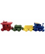 Wooden Toy Train Set Handcrafted Wood 4 Cars Connectable Please Read - $170.97 MXN