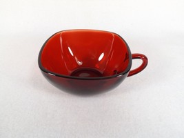 VINTAGE SQUARE COFFEE CUP ANCHOR HOCKING-ROYAL RUBY- RUBY RED CHARM-6 AV... - $3.49