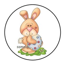 30 Cute Easter Bunny With Egg Envelope Seals Labels Stickers 1.5&quot; Round Gifts - £5.98 GBP