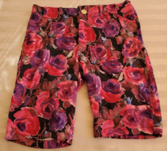 NWT GG Blue Rose Floral Bermuda Shorts Size 6 Natural rise Pink Black Blue Gray - £17.49 GBP