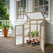Portable Wooden GreenHouse Cold Frame Garden Raised Plants Shelves Protection - £171.08 GBP