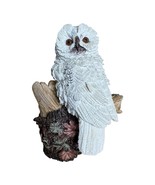 Vintage White Snow Owl Figurine on Broken Forest Log Resin Bird Figurine - $374.43 MXN
