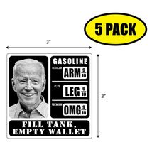 5 PACK - 3" x 3" BIDEN FILL TANK EMPTY WALLET Sticker Decal Humor Funny ... - $6.53