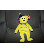 Ty Beanie Baby Happy birthday Yellow Bear W/Jester Hat 2004 P.E. Pellets... - $45.00