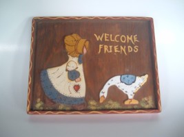 Welcome Friends Vintage Wood 3D Country Duck Goose Wall Hanging Plaque Kitsch - £15.02 GBP