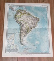 1926 Original Vintage Swedish Map Of South America / Argentina Brazil Chile - £14.21 GBP