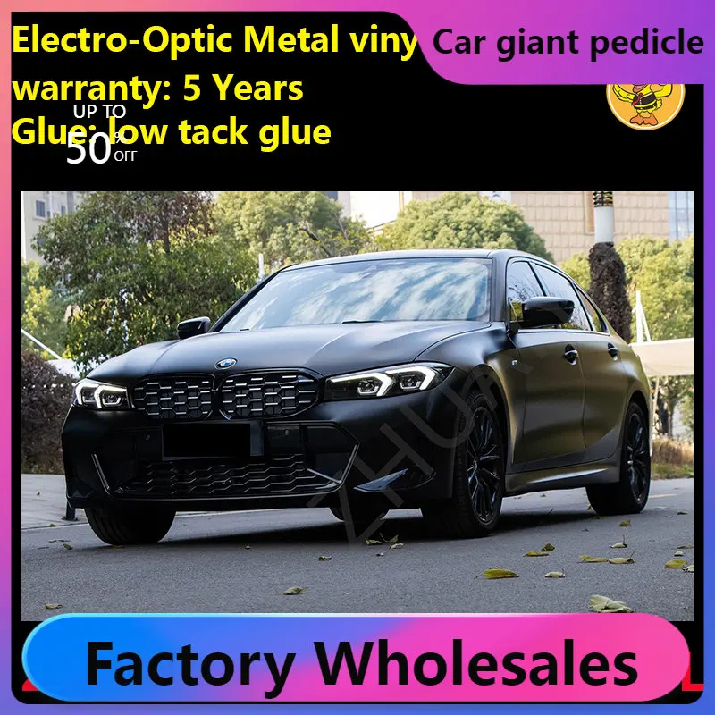 Metal Black Electro-optical Metal Vinyl Wrap For Car Wrapping Covering Foil Air - £391.33 GBP