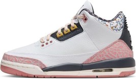 Jordan Grade School Air Jordan 3 Retro Sneakers,5,White/Anthracite-Red Stardust - £116.67 GBP