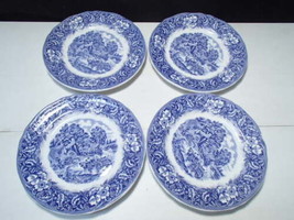 4 Ceramica Quadrifoglio Italy Blue White Wagon Settler 7 ¾” Salad / Side... - £31.34 GBP