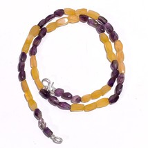 Natural Yellow Aventurine Amethyst Gemstone Mix Shape Beads Necklace 17&quot; UB-5888 - £7.80 GBP