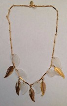 Leaf, Feather, Women's Gold Tone Charm Necklace 16 Inches Beautiful - $11.87